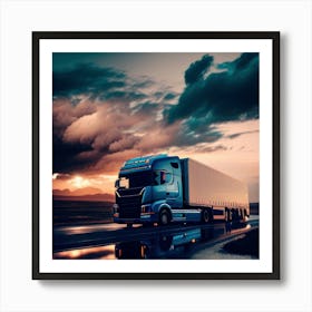 Sunset With Truck (13) Art Print