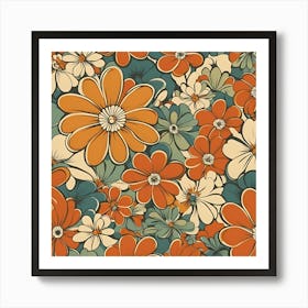 70s Bold Retro Floral Print Art Print