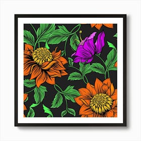 Floral Background Drawing 1 Art Print