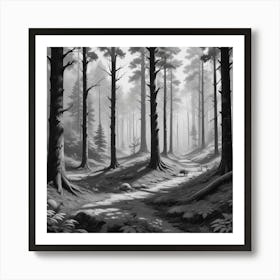 Black And White Forest Art Print