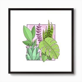 Framed Plants Square Art Print