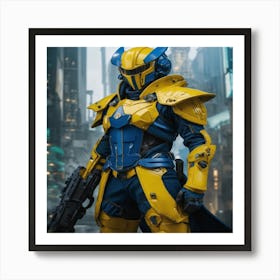 Yellow And Blue Warrior Art Print