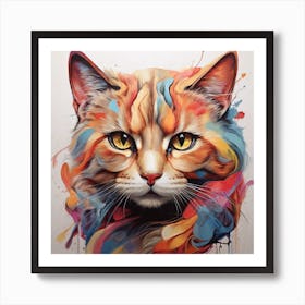 Artistic cat face Art Print