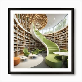 Library With Spiral Staircase 3 Art Print