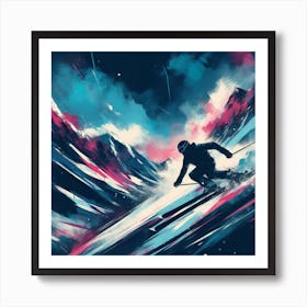 Skiing in Color Art Print