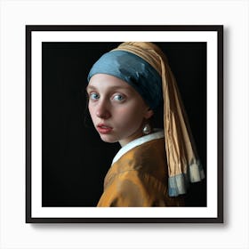 AI Girl With Pearl Earring Art Print
