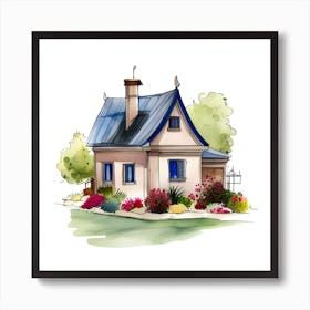 Watercolor Sketch Of A House Art Print