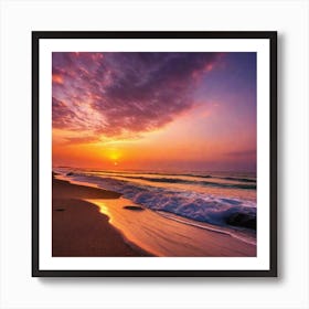 Sunset On The Beach 420 Art Print