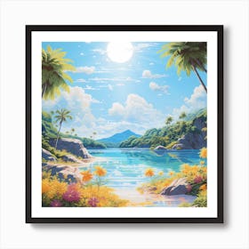 Tropical Tranquility: Watercolor Whispers Art Print