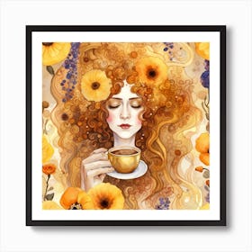 Gustav Klimt Coffee Girl Art Print Art Print