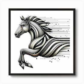 Horse Run Abstract Illustration Art Print