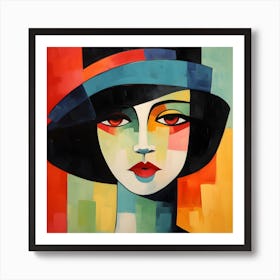 Abstract Portrait of Woman In A Hat 2 Art Print