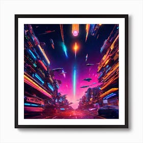 Futuristic Cyberpunk City Art Print