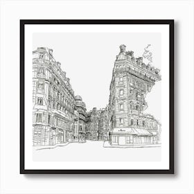 Building Illustration Paris Drawing Sketch City Angle White Pencil Art Print