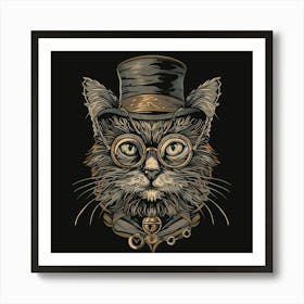 Steampunk Cat 10 Art Print