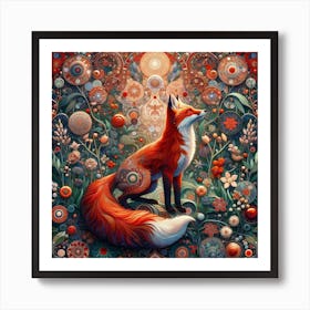 Red Fox in the Style of Collage-inspired 2 Art Print