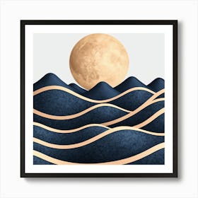 Moon And Waves 41 Art Print