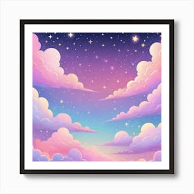 Sky With Twinkling Stars In Pastel Colors Square Composition 55 Art Print