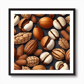 Seamless Pattern Of Nuts 2 Art Print