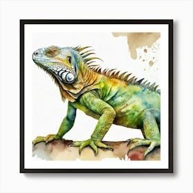 Iguana Watercolor Art Print