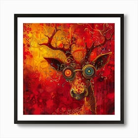 Deer With Goggles Art Print