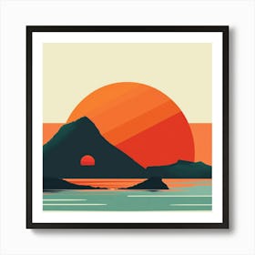 Sunset Over A Mountain Art Print