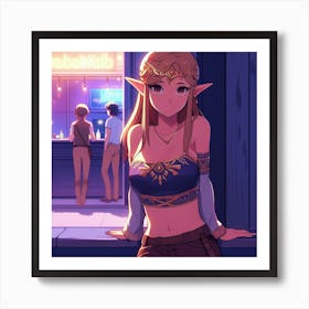 bar night with Zelda Art Print
