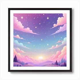 Sky With Twinkling Stars In Pastel Colors Square Composition 124 Art Print