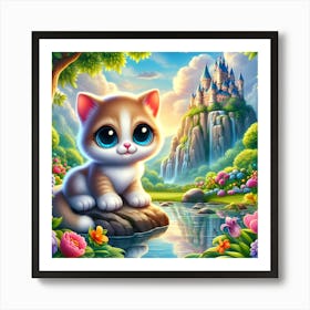 Cute Kitten In A Castle 1 Art Print