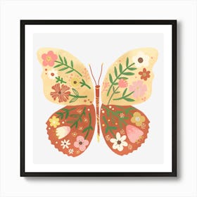 Butterfly With Flowers 2 Art Print