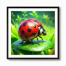 Ladybug On A Leaf 1 1 Art Print