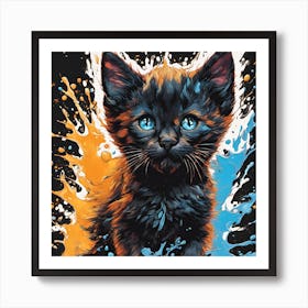 Black Kitten With Blue Eyes Art Print