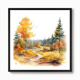 Watercolor Autumn Forest 8 Art Print