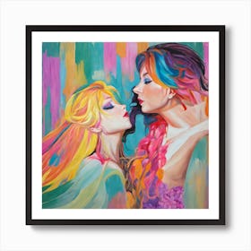 Two Women Kissing Art Print