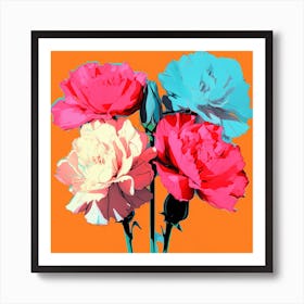 Andy Warhol Style Pop Art Flowers Carnation 3 Square Art Print