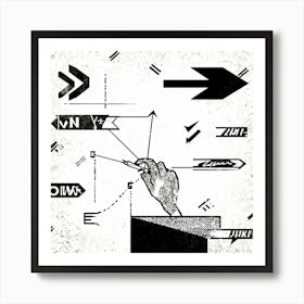 Abstract Illustration Of A Hand Selecting An Arrow From A Collection Turning And Guiding It Towards (5) Art Print