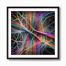 Abstract Background With Colorful Lines 4 Art Print