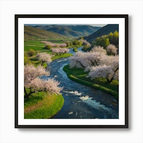 Cherry Blossoms In The Valley Art Print