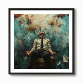 Business Man Passed Out Oil Painting Art Print