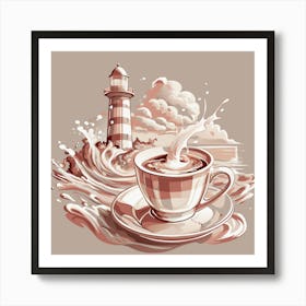 Coffee And Lighthouse Art Print