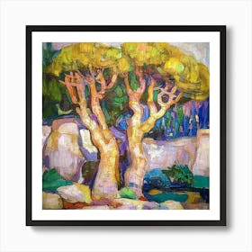 Trees by the Sea Mallorca Art Print