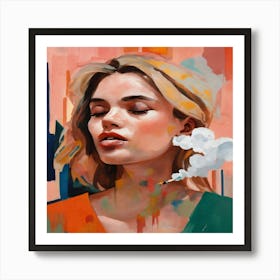 Girl Smokes A Cigarette Art Print