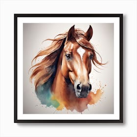 Horse Watercolor Painting Art Print