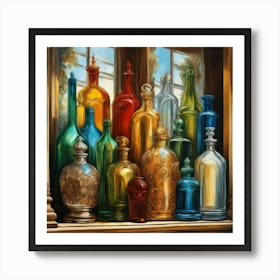 Vintage Colored Bottles 03 Art Print