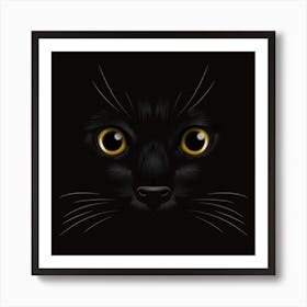 Black Cat Face Art Print