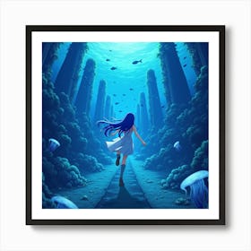 Underwater Girl Art Print