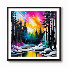 Sunset In The Woods 3 Art Print