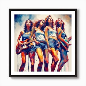 A girls music band Art Print