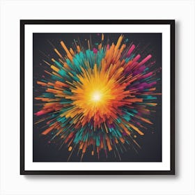 An Abstract Color Explosion 1, that bursts with vibrant hues and creates an uplifting atmosphere. Generated with AI, Art style_Pixel Art,CFG Scale_3, Step Scale_50. Art Print
