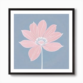 A White And Pink Flower In Minimalist Style Square Composition 591 Art Print